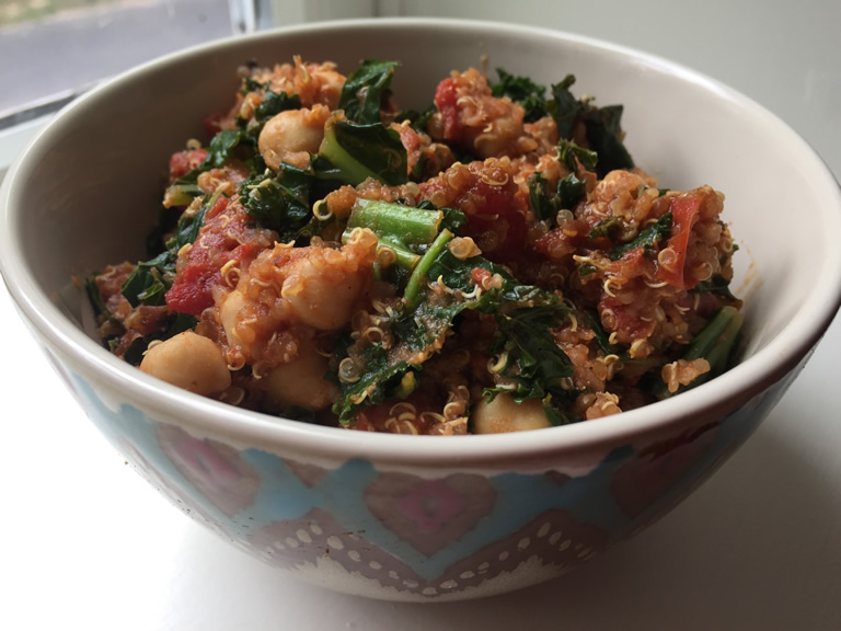 Warm Quinoa, Kale, and Chickpea Salad