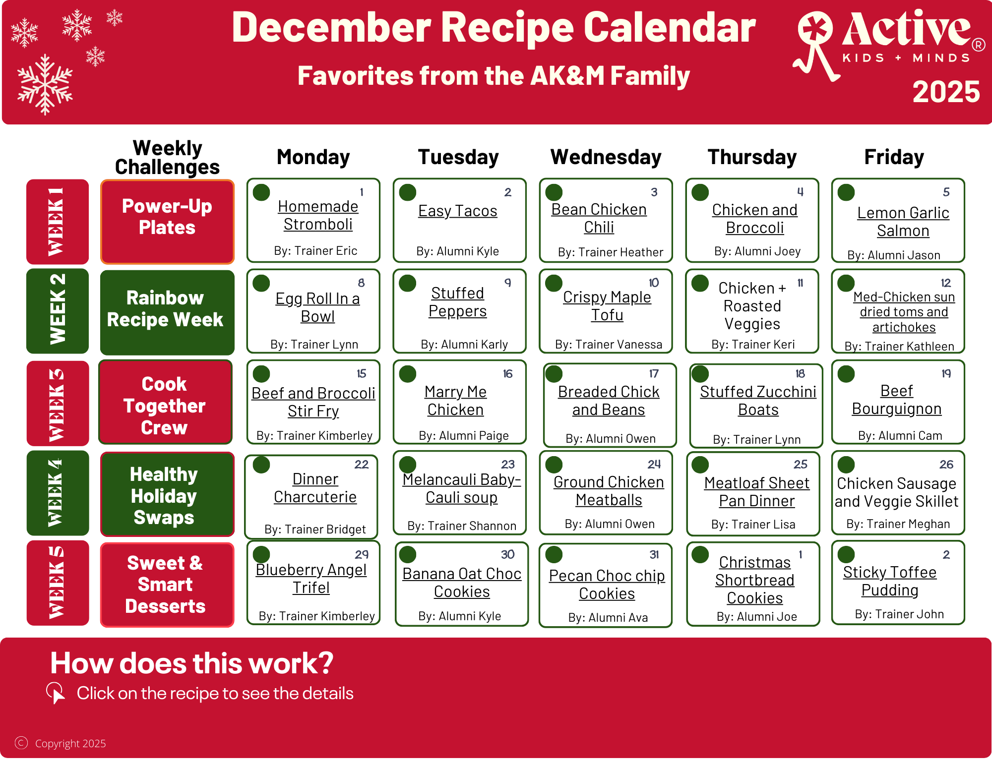 December Recipe Calendar 2025