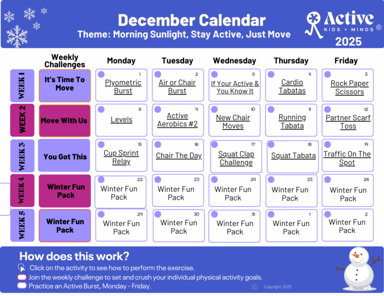 December Fitness Calendar 2025