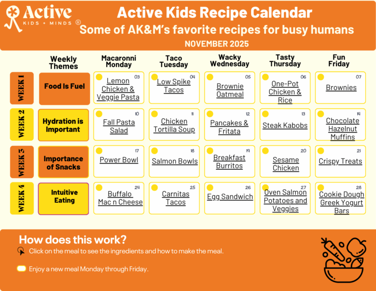 November Recipe Calendar